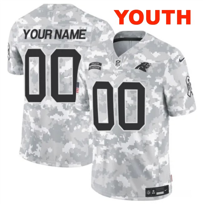 Customized Youth Carolina Panthers 2024 F.U.S.E Arctic Camo Salute to Service Limited Stitched Football Jersey