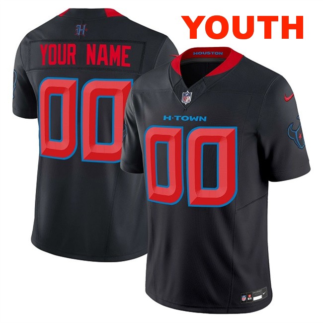 Customized Youth Houston Texans Navy 2024 2nd Alternate F.U.S.E Vapor Stitched jersey