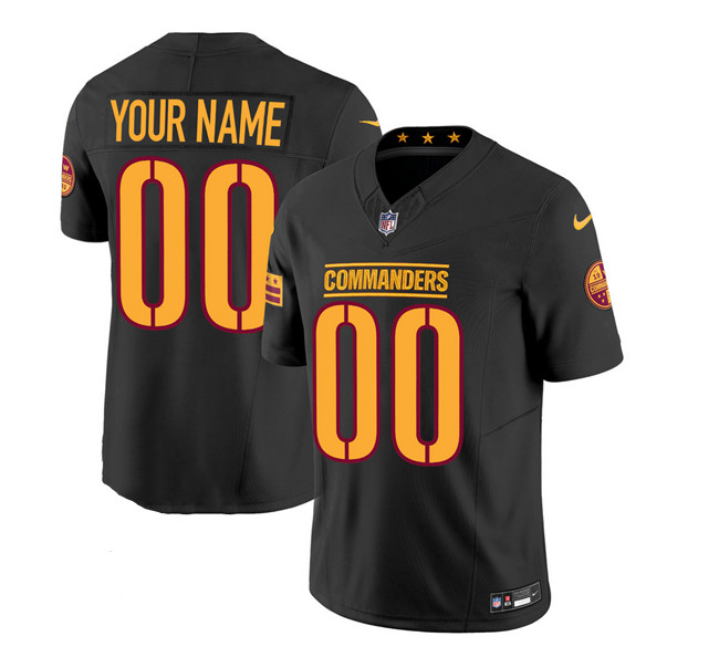 Customized Men's Washington Commanders Black 2023 F.U.S.E. Vapor Limited Stitched Football Jersey