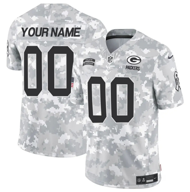 Customized Men's Green Bay Packers 2024 F.U.S.E Arctic Camo Salute to Service Limited Stitched Football Jersey