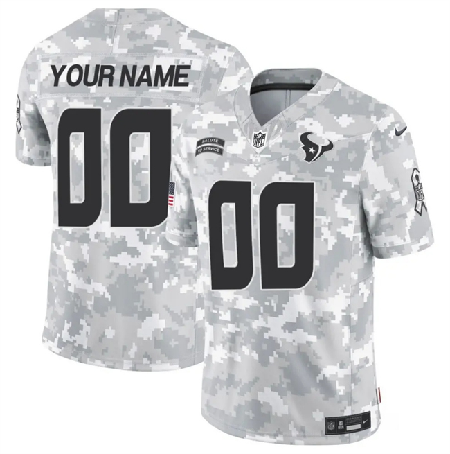 Customized Men's Houston Texans 2024 F.U.S.E Arctic Camo Salute to Service Limited Stitched Football Jersey