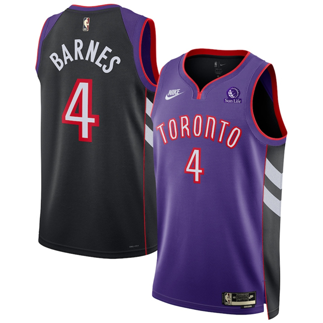 Men's Toronto Raptors #4 Scottie Barnes Purple 2024-25 Classic Edition Swingman Stitched Basketball Jersey