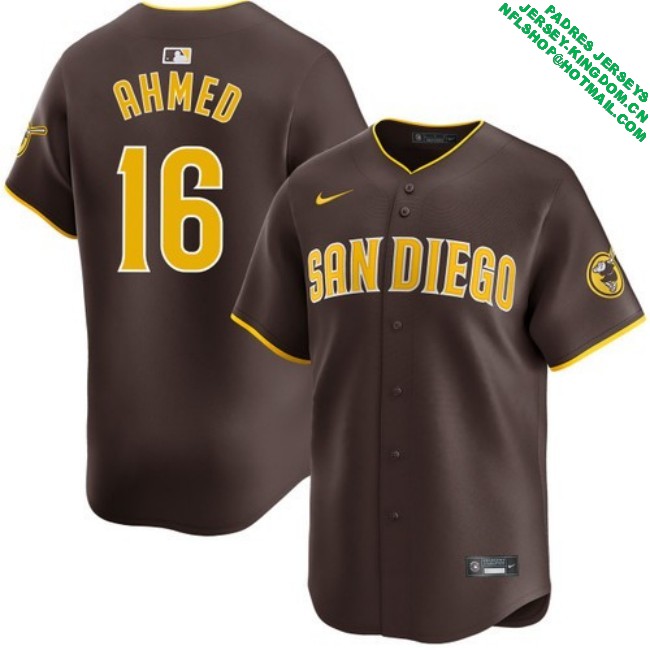 Nike Men's #16 Nick Ahmed San Diego Padres Road Limited Stitched MLB Baseball Jersey - Brown