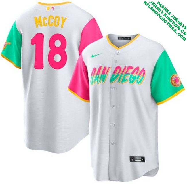 Nike Men's #18 Mason McCoy San Diego Padres City Connect Stitched MLB Baseball Jersey - White