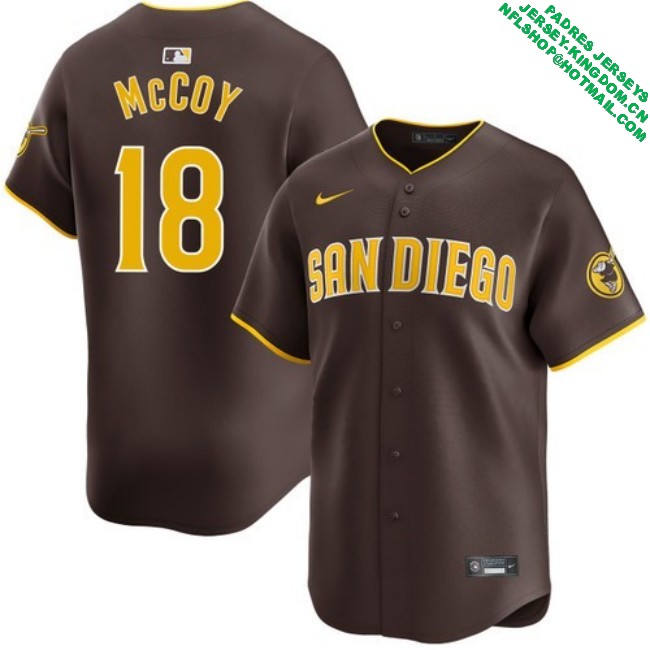 Nike Men's #18 Mason McCoy San Diego Padres Road Limited Stitched MLB Baseball Jersey - Brown