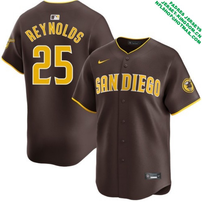 Nike Men's #25 Sean Reynolds San Diego Padres Road Limited Stitched MLB Baseball Jersey - Brown