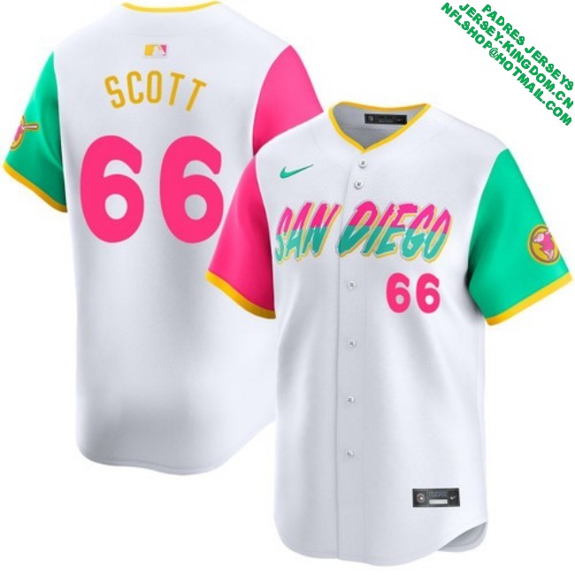 Nike Men's #66 Tanner Scott San Diego Padres City Connect Limited Stitched MLB Baseball Jersey - White