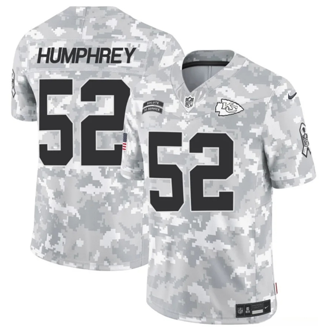 Men's Kansas City Chiefs #52 Creed Humphrey 2024 F.U.S.E Arctic Camo Salute to Service Limited Stitched Football Jersey