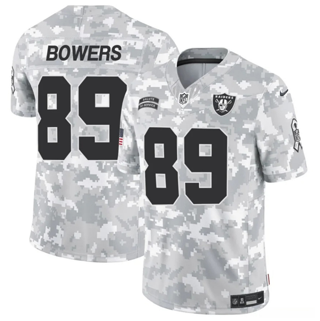 Men's Las Vegas Raiders #89 Brock Bowers 2024 F.U.S.E Arctic Camo Salute to Service Limited Stitched Football Jersey