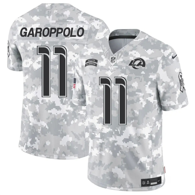 Men's Los Angeles Rams #11 Jimmy Garoppolo 2024 F.U.S.E Arctic Camo Salute to Service Limited Stitched Football Jersey