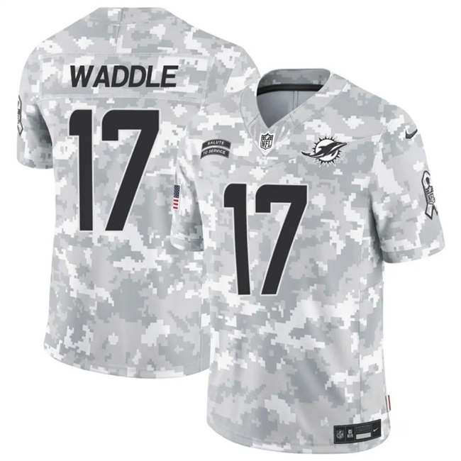 Men's Miami Dolphins #17 Jaylen Waddle 2024 F.U.S.E Arctic Camo Salute to Service Limited Stitched Football Jersey