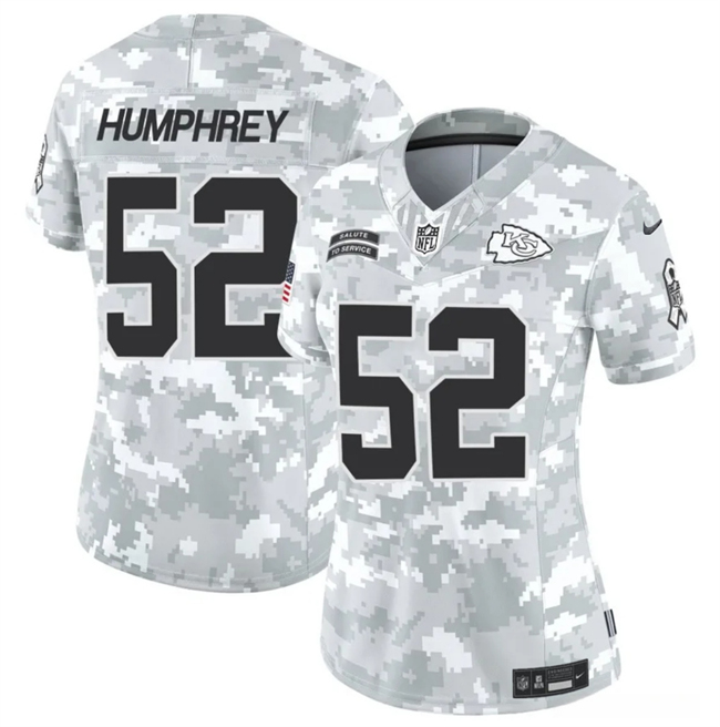 Women's Kansas City Chiefs #52 Creed Humphrey 2024 F.U.S.E Arctic Camo Salute to Service Limited Stitched Football Jersey(Run Small)