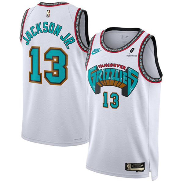 Men's Memphis Grizzlies #13 Jaren Jackson Jr. White 2024_25 Classic Edition Swingman Stitched Basketball Jersey