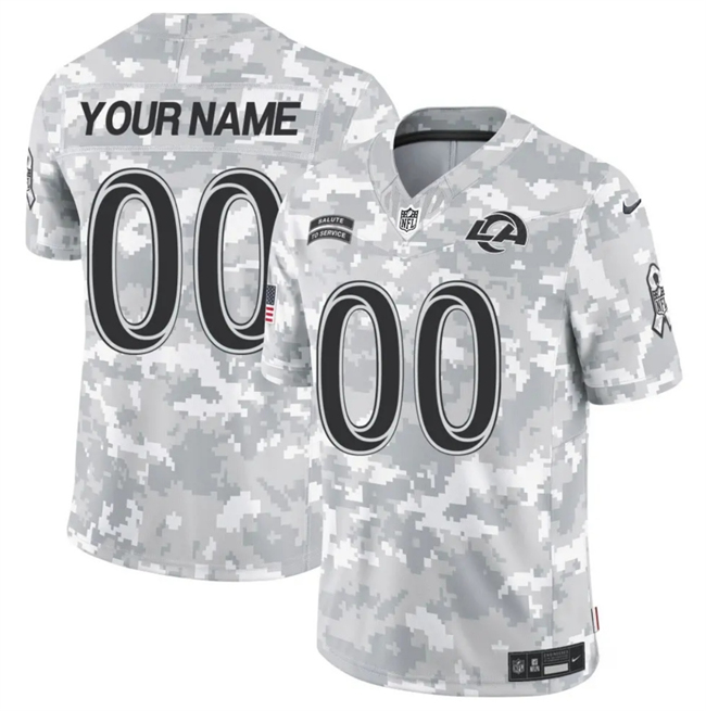 Men's Custom Los Angeles Rams 2024 F.U.S.E Arctic Camo Salute to Service Limited Stitched Football Jersey