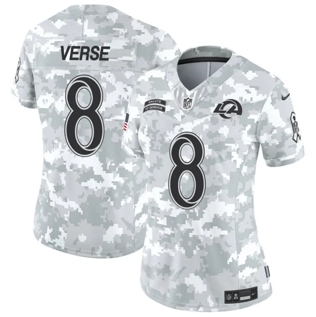 Women's Los Angeles Rams #8 Jared Verse 2024 F.U.S.E Arctic Camo Salute to Service Limited Stitched Football Jersey(Run Small)