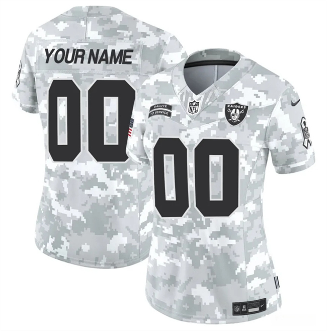 Women's Custom Las Vegas Raiders 2024 F.U.S.E Arctic Camo Salute to Service Limited Stitched Jersey(Run Small)