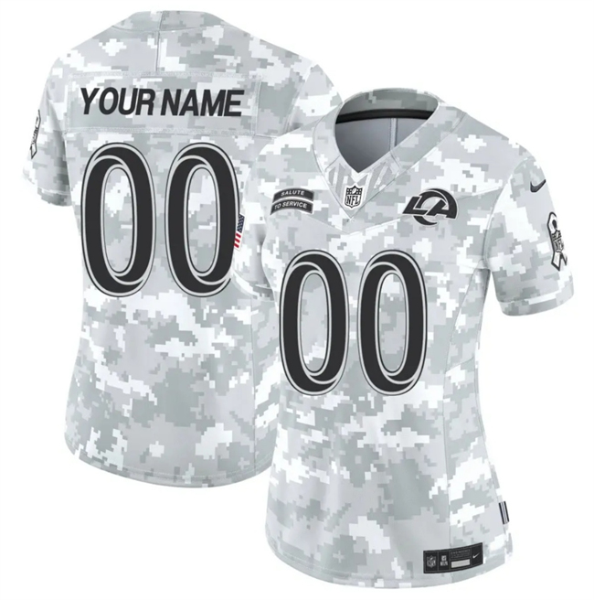 Women's Custom Los Angeles Rams 2024 F.U.S.E Arctic Camo Salute to Service Limited Stitched Football Jersey(Run Small)