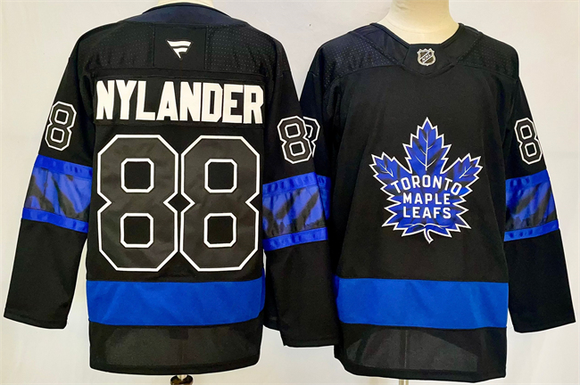 Men's Toronto Maple Leafs #88 William Nylander Black 2024-25 Stitched Jersey