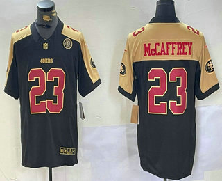 Men's San Francisco 49ers #23 Christian McCaffrey Balck Golden FUSE Vapor Limited Stitched Jersey