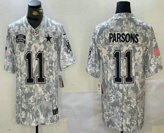 Men's Dallas Cowboys #11 Micah Parsons 2024 FUSE Arctic Camo Salute to Service Limited Stitched Jersey