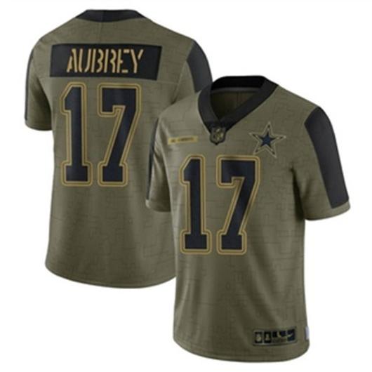 Men's Dallas Cowboys #17 Brandon Aubrey Vapor Limited 2021 Salute to Service Olive Stitched Jersey