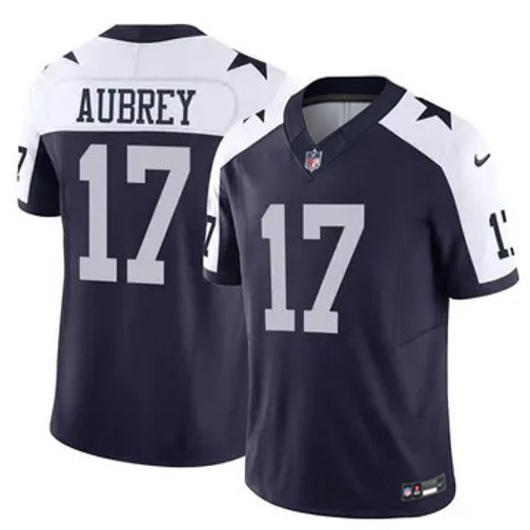 Men's Dallas Cowboys #17 Brandon Aubrey Vapor F.U.S.E. Limited Alternate Stitched Jersey Navy Blue