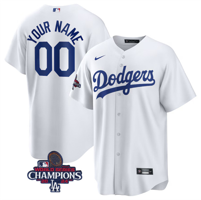 Men's Los Angeles Dodgers Nike Customized White 2024 World Series Champions Cool Base Stitched Baseball Jersey