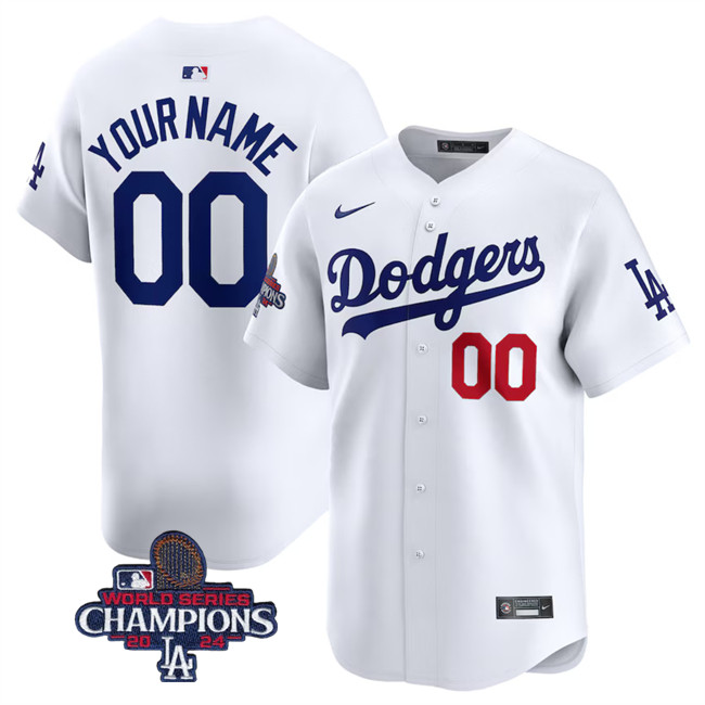 Men's Los Angeles Dodgers Nike Active Player Custom White 2024 World Series Champions Home Limited Stitched Baseball Jersey