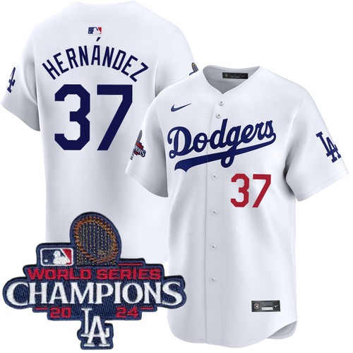 Youth Teoscar Hernandez Los Angeles Dodgers Nike Home White Limited World Series Champions Jersey