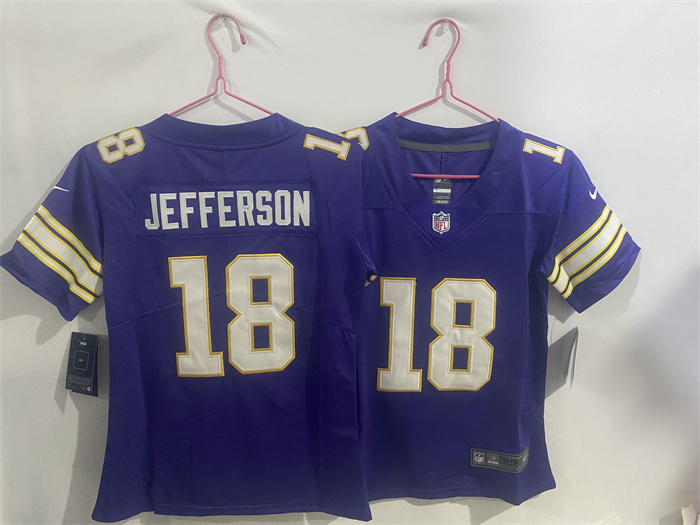 Youth Minnesota Vikings #18 Justin Jefferson Purple Throwback Vapor Limited Stitched Football Jersey