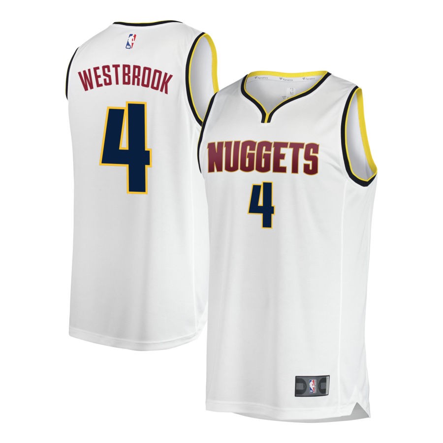 Men's Denver Nuggets #4 Russell Westbrook Fanatics White Fast Break Replica Jersey - Association Edition