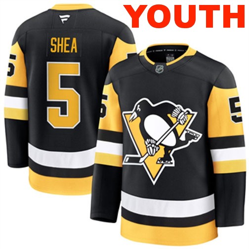 Youth Pittsburgh Penguins Fanatics Ryan Shea Authentic 2024-25 Home Black Stitched NHL Hockey Jersey