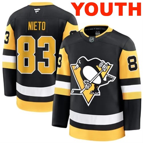 Youth Pittsburgh Penguins Fanatics Matt Nieto Authentic 2024-25 Home Black Stitched NHL Hockey Jersey