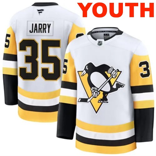 Youth Pittsburgh Penguins Fanatics Tristan Jarry Authentic 2024-25 Away White Stitched NHL Hockey Jersey