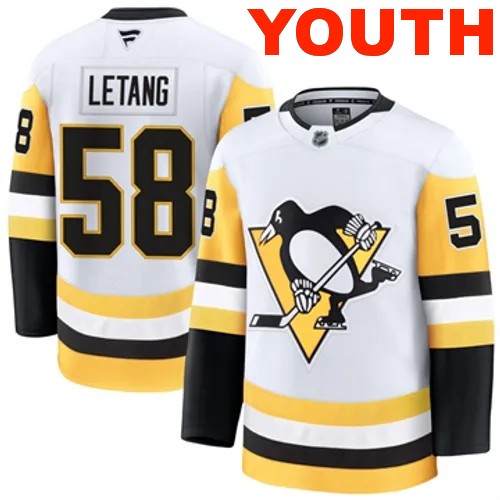 Youth Pittsburgh Penguins Fanatics Kris Letang Authentic 2024-25 Away White Stitched NHL Hockey Jersey