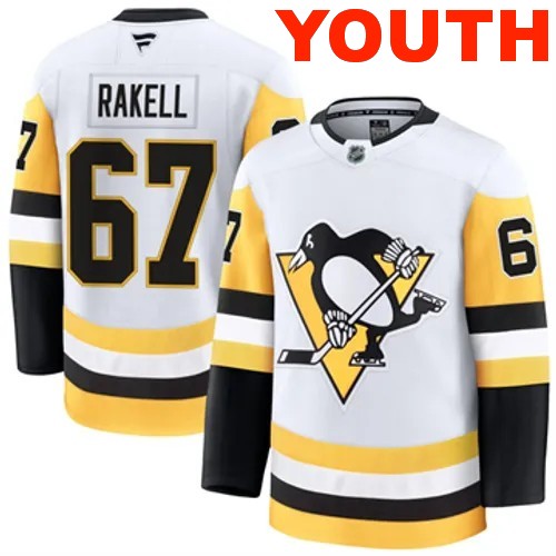 Youth Pittsburgh Penguins Fanatics Rickard Rakell Authentic 2024-25 Away White Stitched NHL Hockey Jersey