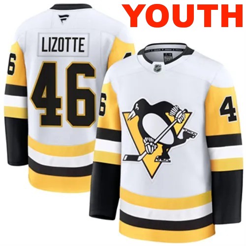 Youth Pittsburgh Penguins Fanatics Blake Lizotte Authentic 2024-25 Away White Stitched NHL Hockey Jersey