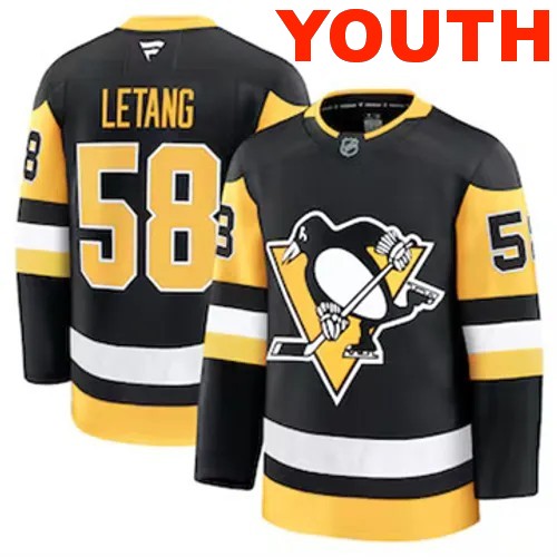 Youth Pittsburgh Penguins Fanatics Kris Letang Authentic 2024-25 Home Black Stitched NHL Hockey Jersey