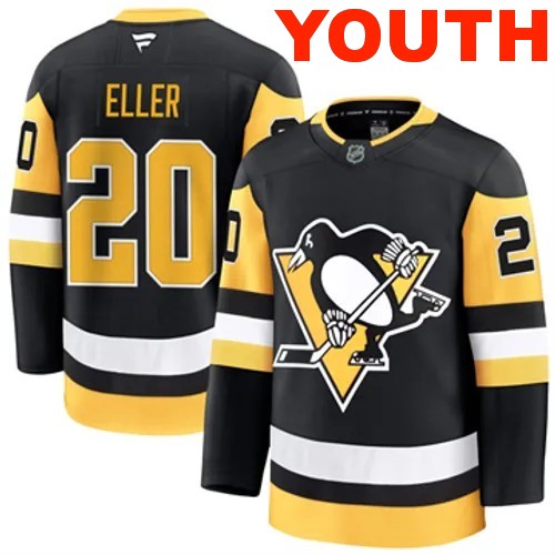 Youth Pittsburgh Penguins Fanatics Lars Eller Authentic 2024-25 Home Black Stitched NHL Hockey Jersey