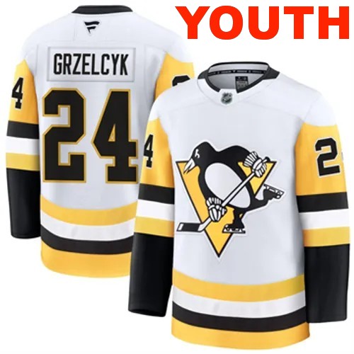 Youth Pittsburgh Penguins Fanatics Matt Grzelcyk Authentic 2024-25 Away White Stitched NHL Hockey Jersey