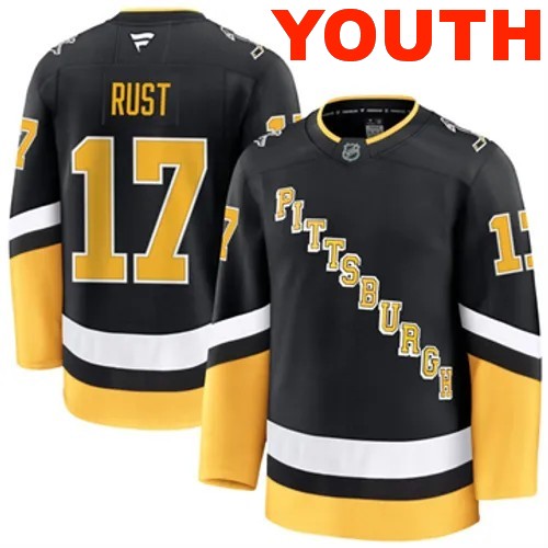 Youth Pittsburgh Penguins Fanatics Bryan Rust Authentic 2024-25 Alternate Black Stitched NHL Hockey Jersey