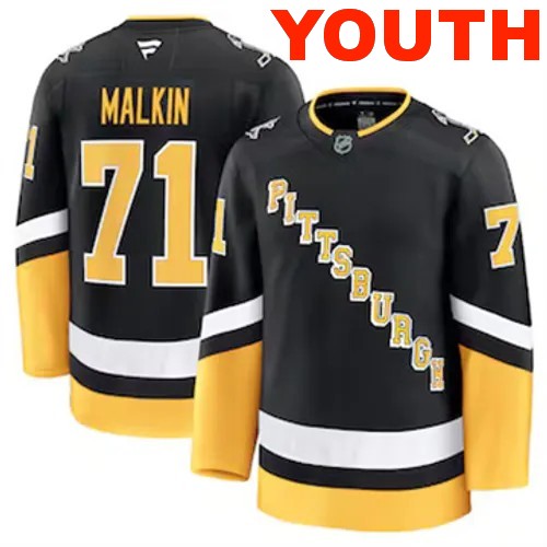 Youth Pittsburgh Penguins Fanatics Evgeni Malkin Authentic 2024-25 Alternate Black Stitched NHL Hockey Jersey