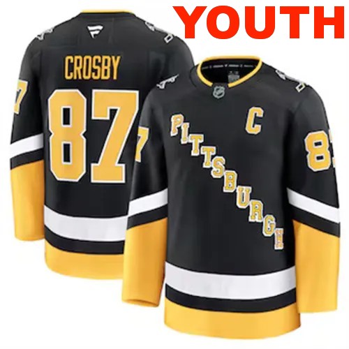 Youth Pittsburgh Penguins Fanatics Sidney Crosby Authentic 2024-25 Alternate Black Stitched NHL Hockey Jersey