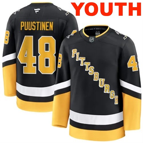 Youth Pittsburgh Penguins Fanatics Valtteri Puustinen Authentic 2024-25 Alternate Black Stitched NHL Hockey Jersey