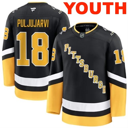 Youth Pittsburgh Penguins Fanatics Jesse Puljujarvi Authentic 2024-25 Alternate Black Stitched NHL Hockey Jersey