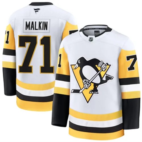 Men's Pittsburgh Penguins Fanatics Evgeni Malkin Authentic 2024-25 Away White Stitched NHL Hockey Jersey