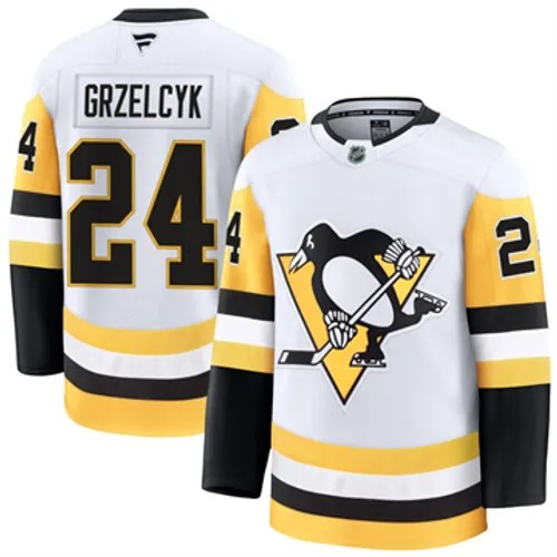 Men's Pittsburgh Penguins Fanatics Matt Grzelcyk Authentic 2024-25 Away White Stitched NHL Hockey Jersey