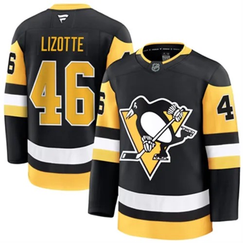 Men's Pittsburgh Penguins Fanatics Blake Lizotte Authentic 2024-25 Home Black Stitched NHL Hockey Jersey