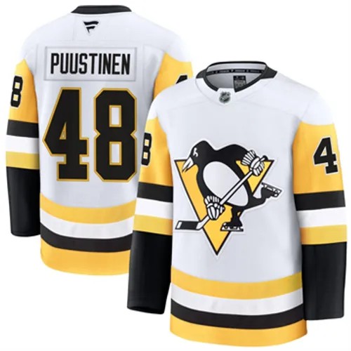 Men's Pittsburgh Penguins Fanatics Valtteri Puustinen Authentic 2024-25 Away White Stitched NHL Hockey Jersey