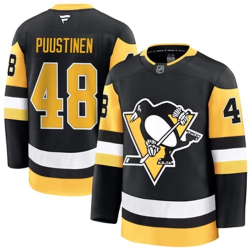 Men's Pittsburgh Penguins Fanatics Valtteri Puustinen Authentic 2024-25 Home Black Stitched NHL Hockey Jersey